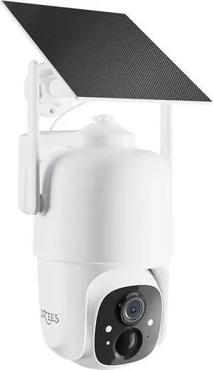 Gadpiparty Dzees Solar Security Cameras Wireless Outdoor, 2K 360° Battery Powered for Home Security WiFi Cameras Outside Surveillance CCTV Camera System with Spotlight Color Night Vision PIR Sensor
