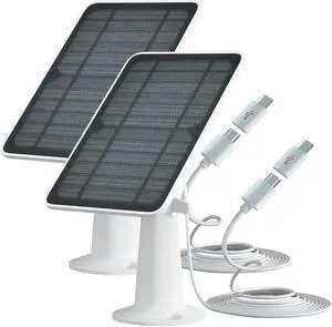 Solar Panel Charger Compatible with Eufycam 3/3C/2C/2C Pro/E40/E20/2/2 Pro/E/L20/L40/Solo/SoloCam Spotlight, 5W Solar Panel for Eufy Camera, Micro USB & USB-C Port, 9.8ft Cable, P65 Waterproof, 2 Pack Solar Panel Charger Compatible with Eufycam 3/3C/2C/2C Pro/E40/E20/2/2 Pro/E/L20/L40/Solo/SoloCam Spotlight, 5W Solar Panel for Eufy Camera, Micro USB & USB-C Port, 9.8ft Cable, P65 Waterproof, 2 Pack