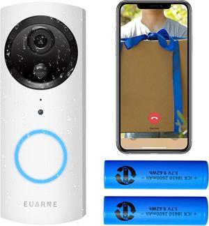 WiFi Video Doorbell Camera, IP54 Waterproof Wireless Home Security Doorbell, 1080P HD & Two-Way Audio Battery Doorbell, Only Works with 2.4GHz WiFi