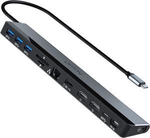 USB C Docking Station Dual Monitor: NewQ 12-in-1 USB C Hub with Dual HDMI 4K@30Hz, 4*USB, USB-C, Audio, Ethernet, SD/TF, PD 100W, Thunderbolt 3 | 4 Dock for MacBook Pro Air, HP, Dell, Lenovo, Acer