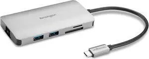 8-in-1 USB-C Hub with 85W Pass Through Charging Power Delivery, 4K 60Hz HDMI, Ethernet, MicroSD Card, 3 USB-A 3.2 for M1 /M2 Macbook Pro Air, HP, Lenovo, iPad Pro, Silver (K33820WW)