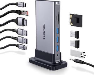 USB C Docking Station with 4K 60Hz HDMI, 100W PD, Ethernet, Card Reader, USB 3.0, Aux Adapter for New MacBook Pro/Mac Air/Surface, More, Stable Driver Certified USB C Hub(CB-D54, Space Gray)
