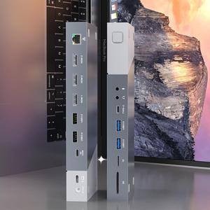 MacBook Docking Station Triple Monitors,Display Link 15-in-1 USB C Dock with Triple HDMI for M1/M2 MacBook, RJ45 LAN,2 USB A, 2 Type C, 100W USB C Charging, SD/TF, Audio/Mic, for M1 M2 Mac OS Laptops