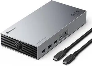 Yottamaster 40Gbps USB C Docking Station with Dual-Bay 4TB M.2 NVMe+SATA SSD Enclosure Adapter Compatible with Thunderbolt 3, Support 8K@60Hz DP, PD60W, Ethernet, 4 USB Ports, Audio [DS05-Diskless]