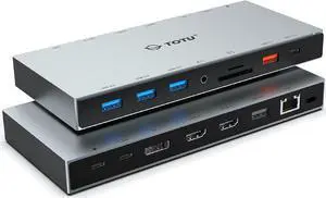 Docking Station, TOTU 15 in 1 USB C Docking Station 3 Monitors with Dual HDMI 4K, DisplayPort, 10Gbps USB 3.1, 100W PD, 3 USB 3.0, Ethernet, Audio/Mic for MacBook and Windows Laptop with Thunderbolt 3 Docking Station, TOTU 15 in 1 USB C Docking Station 3 Monitors with Dual HDMI 4K, DisplayPort, 10Gbps USB 3.1, 100W PD, 3 USB 3.0, Ethernet, Audio/Mic for MacBook and Windows Laptop with Thunderbolt 3