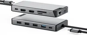 ALOGIC USB-C 12-in-1 Mini Docking Station, Triple Display with 2 HDMI & VGA, 100W Power Delivery, USB-C & USB-A Hub, Gigabit Ethernet, SD/microSD Reader for Windows, Mac & Chromebook ALOGIC USB-C 12-in-1 Mini Docking Station, Triple Display with 2 HDMI & VGA, 100W Power Delivery, USB-C & USB-A Hub, Gigabit Ethernet, SD/microSD Reader for Windows, Mac & Chromebook