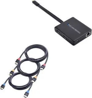 Cable Matters 1 Dual Monitor USB C Hub (USB C Dock) with Dual 4K HDMI, 2X USB 2.0, Ethernet, and 100W Charging 2 3-Pack High Speed HDMI Cable 6 ft with 4K @60Hz, 2K @144Hz