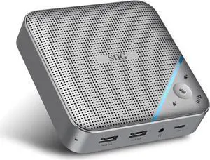SIIG USB-C Multitask Mini Dock with Conference Speaker, Omnidirectional Microphone, Touch Volume Control, 4K HDMI, USB 3.0, 85W PD, Plug-N-Play, Mac and Windows, Silver (JU-DK0S11-S1)