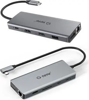 TOTU 12 in 1 Right Angle USB-C Docking Station & TOTU 13 in 1 Triple Display Docking Station (Dual 4K HDMI, DP) TOTU 12 in 1 Right Angle USB-C Docking Station & TOTU 13 in 1 Triple Display Docking Station (Dual 4K HDMI, DP)
