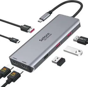 Docking Station for MacBook Pro/MacBook Air M1 2020 2019 2018 13" 15" 16", USB C Docking Station Dual Monitor, USB C Hub with 3 * 10Gbps USB Port, 100W PD Charging