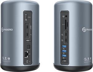 PHIXERO Thunderbolt 3 Dock, 16 in 1 USB C Docking Station, Dual 4K@60Hz/ Single 8K Thunderbolt 3/ DP Port, 10Gbps USB-C, 5Gbps USB-A, Gigabit Ethernet, SD/TF, Audio, S/PDIF, for MacBook Mac & Windows