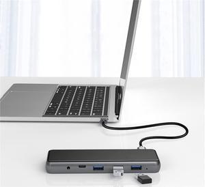 XIAODOU USB C Mini Laptop Docking Station Triple Screen Laptop Monitor USB 3.0 USB Type C Hub Dock USB C Adapter