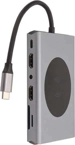 14 in 1 Docking Station, 5W 7.5W 10W Charging 5 USB3.0 Ports VGA Interface Type C Hub Multiport Adapter for Type C Channel Computers (Grey) 14 in 1 Docking Station, 5W 7.5W 10W Charging 5 USB3.0 Ports VGA Interface Type C Hub Multiport Adapter for Type C Channel Computers (Grey)