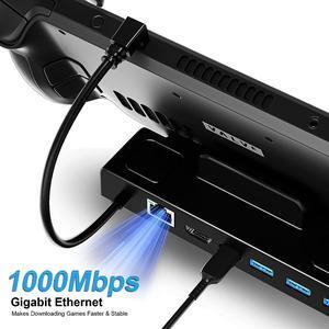 YIGORN Steam Deck Dock,Docking Station 6 in 1 Hub with HDMI2.0 4K@60Hz, Gigabit Ethernet, 3 USB-A 3.0 and 100W Charging USB-C Port Compatible with Valve Steam Deck Accessories Stand