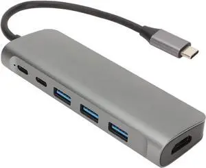 8 in 1 USB C Hub: 4K, 3 USB3.0 Ports, 100W PD Charging, USB C Data Port, Storage Memory Card Readers Grey Aluminum Alloy
