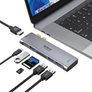 USB C Hub Adapter for MacBook Pro 13 15 16 inch 2020 2019 2018 2017 2016,7 in 1 MacBook Air 2020 2019 2018 HDMI Docking Station with 4K@60HZ with USB 3.0, SD/TF Card Reader 100W Thunderbolt 3 PD Port