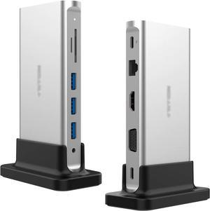 ZLXDP USB C Hub Docking Station TypeC 4K 60Hz PD VGA USB 3.0 2.0 for Surface Type-C Dock Splitter (Color : White-Fruit peach5, Size : 134 * 67 * 20mm)