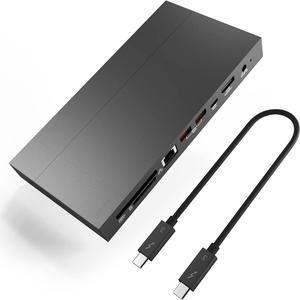 USB 4 Dock with 2X USB 4 (40Gb/s), DP, SD4.0, CFast2.0 Card Slot, RJ45, Gen2 10gb USB-A USB-C,120W DC Power for Mac/PC,USB 4 Hub with 2.3ft Cable