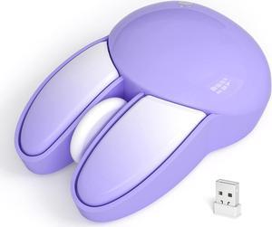 Wireless Silent Mouse Cute Rabbit Designs 2.4 GHz with USB Mini Receiver Opatical Mouse Wireless for Laptop PC Computer Chromebook Notebook - Purple