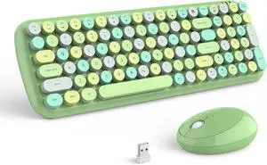 MOFII Wireless Keyboard and Mouse Combo, 2.4GHz RF, Green Colorful, Indoor, 33ft Range, Plug & Play