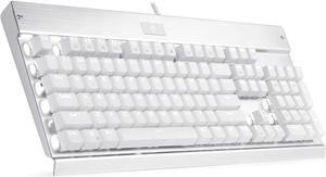 EagleTec KG010 Mechanical Keyboard Wired Ergonomic Brown Switches Equivalent for Office PC Home or Business (White Keyboard)