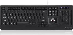 Perixx Periboard-521 Wired Trackball Keyboard with Numeric Keypad, Build-in 0.55 Inch Trackball with Pointing and Scrolling Feature, Full Size, US English Layout,Black,PERIBOARD-521 US