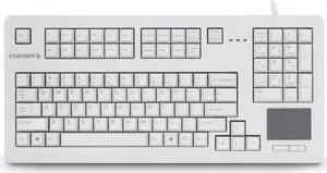 Cherry Compact QWERTY Mechanical USB Keyboard with Touchpad, TouchBoard 104 Keys, 16" Wide, Robust Build White G80-11900LUMEU-0