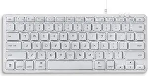 Perixx PERIBOARD-332MW Wired Backlit Scissor Keyboard - Compatible with Mac OS X and iOS Device - Mini 11.22x4.57x0.83 Inches - Scissor Keys with Big Font - White Backlit