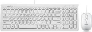 Perixx PERIDUO-303W HE, Wired Compact Keyboard and Mouse Set - USB - Glossy White - Hebrew Layout