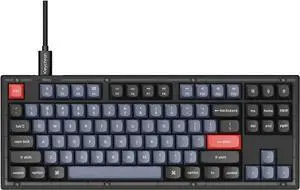 Keychron V3 TKL 80% Layout Custom Wired Mechanical Keyboard, 87 Keys RGB Backlight QMK/VIA Programmable Macro, Hot Swappable K Pro Red Switch PBT Keycaps for Mac Windows (Frosted Black Translucent)