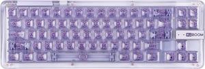KiiBoom Phantom 68 65% Hot Swappable Crystal Gasket-Mounted Mechanical Keyboard, BT5.0/2.4GHz/USB-C Wired Wireless NKRO Gaming Keyboard with South-Facing RGB, 4000mAh Battery for Win/Mac(Purple)