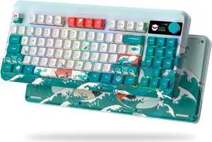 Womier Retro 75% Gaming Keyboard with OLED Display&Knob, M87 Pro Bluetooth 5.1/2.4GHz /USB-C Wireless Mechanical Keyboard with Hot-Swappable Custom Switch, Compact RGB Keyboard (Coral Sea) Womier Retro 75% Gaming Keyboard with OLED Display&Knob, M87 Pro Bluetooth 5.1/2.4GHz /USB-C Wireless Mechanical Keyboard with Hot-Swappable Custom Switch, Compact RGB Keyboard (Coral Sea)