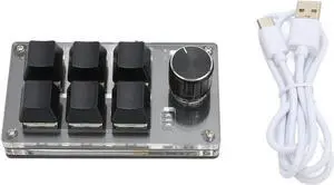 Mtlavishness Macro Pad Programmable Keypad 12. 0×9. 0×5. 0 Mechanical Gaming Keypad 6 Keys Knob Small USB Mode Keypad Programmable Keyboard 6 Key Programmable Keyboard Macro Pad