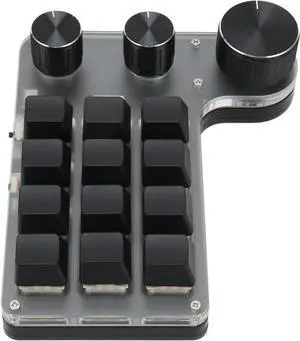 12 Keys One Handed Mechanical Gaming Keyboard, Mini Keypad Programmable Macro Keyboard with 3 Knobs, Portable BT USB Macro Mechanical Keyboard for Office Gaming