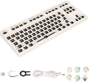 DIY Mechanical Keyboard Kit, 87 Key RGB TKL Layout Switch Gaming Keyboard Hot Swap ABS Aluminum Alloy Modular Mechanical Keyboard for DIY(White)