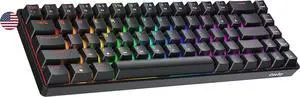Geeky GK65 65% | Hot Swappable Mechanical Gaming Keyboard | 68 Keys Multi Color RGB LED Backlit for PC/Mac Gamer | ANSI US American Layout (Black, Mechanical Speed Silver)