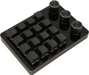One Handed Macro Programmable Keypad, USB Mini 16 Keys 3 Knobs Hotswap Mechanical Gaming Keyboard with Blue Switch, for Gaming, Office