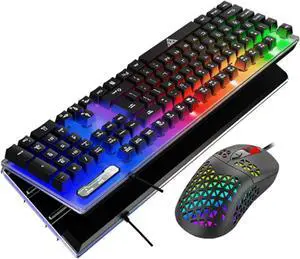 Mechanical Keyboard and Mouse, Wired Gaming Keyboard Blue Switch 104 Keys Rainbow Backlit Keyboard and Wired Mouse 3200 DPI for PC Computer Gamer Mechanical Keyboard and Mouse, Wired Gaming Keyboard Blue Switch 104 Keys Rainbow Backlit Keyboard and Wired Mouse 3200 DPI for PC Computer Gamer