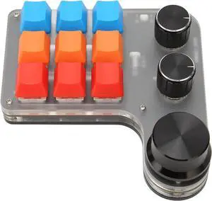 Mini Macro Mechanical Gaming Keyboard, 9 Keys & 3 Knobs Programmable Copy Paste Shortcuts Keyboard W RGB Backlit, One Handed USB PC Keypad for Games Work, Mini Custom Macro Keypad