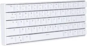 Mechanical Gaming Keyboard, Mechanical Keyboard Long Battery Life Ergonomic Design Small Portable White for Gaming for Office for Home (Blue Switch)