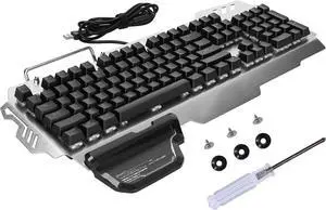 Mechanical Keyboard, 104 Keys USB Gaming Keyboard Aluminum Alloy ABS Computer Keyboard Colorful Backlight Ergonomic Keyboard for PC Gamers (Blue axis RGB Colorful)