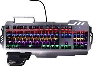Wired Gaming Keyboard,Aluminum Alloy RGB LED Rainbow Backlit Gaming Keyboard 104 Keys Floating Keycaps Keyboard Mouse Detachable Ergonomic Wrist Rest for Windows&Mac PC Gamers (1#)