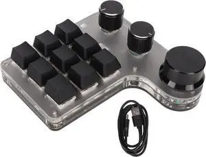 Tangxi 9 Keys 3 Knobs Mini Custom Keypad, RGB Backlit Programmable Macro Keypad for Gaming Software, for Computer Gaming Software (Black)
