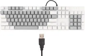 104 Key Mechanical Gaming Keyboard, Blue Switch, RGB Backlit, Wired, Plug and Play, for /, 28 Custom Lighting Modes (White Grey)
