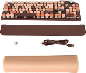 Mechanical Gaming Keyboard, LED Backlit Hot Swappable 107 Keys Colorful Long Battery Life Retro Typewriter Keyboard for Laptop (Coffee Color)