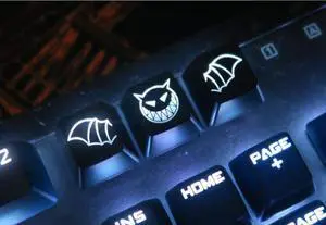 OEM Profile Little Devil R4 Backlit Keycaps Laser Carving Key Cap Individuation Customized for All MX Mechanical Keyboard Gaming 3 Pcs