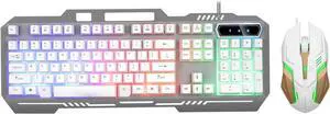 Marycan Keyboard Mouse Combo, Mechanical Gaming Keyboard and Mouse Wired LED Backlit Keyboard Mouse Rainbow Backlit Keyboard Mouse Battery Metal Panel Gaming Keyboard and Mouse,for Office,Home,Laptop,