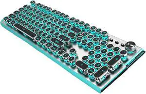 LJFLI Gaming Keyboard and Mouse Combo Wired Translucent Punk Retro E-Sports Game eat Chicken Backlit Titanium Alloy Black Blue axis Blue