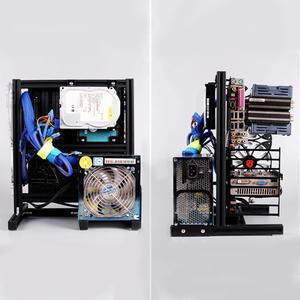 Open Frame Computer Case,Electronic Products Atx M Atx Itx Open Chassis Vertical Overclocking Test Chassis Rack Handle Black (Black)