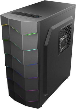KOMBIUDA Computer Cases Pc Computer Lighting Case Front Glass RGB Colorful Modified Motherboard Host Chassis Clear Side Gaming Container Tempered for Panel Home Gaming RGB Case